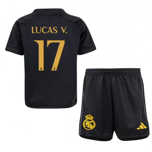 Otroški Nogometni dresi Real Madrid Lucas Vazquez #17 Tretji 2023-24 Kratek Rokav (+ Kratke hlače)